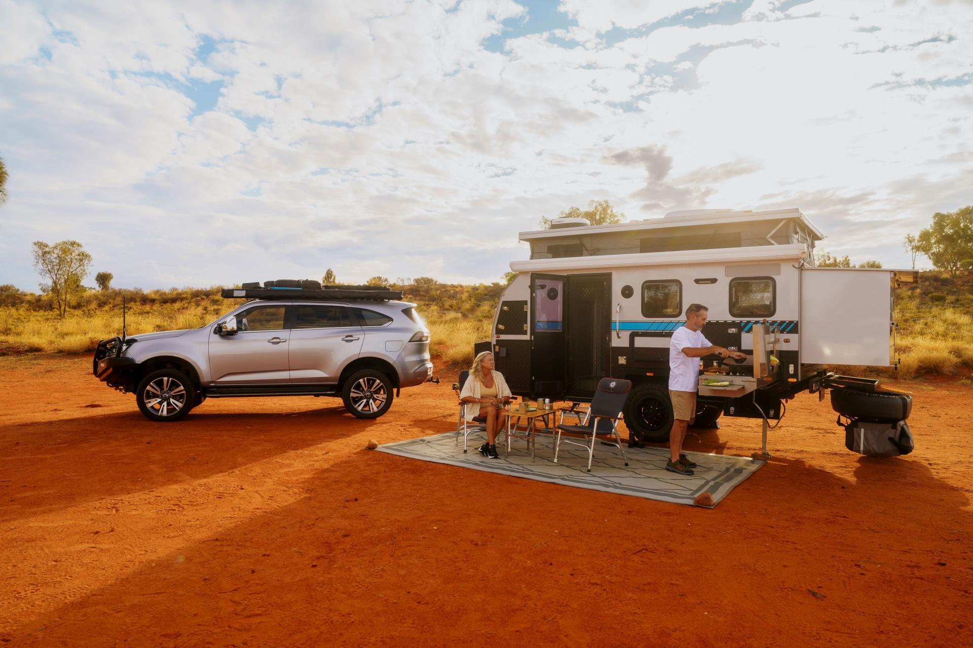 Two campers cooking 