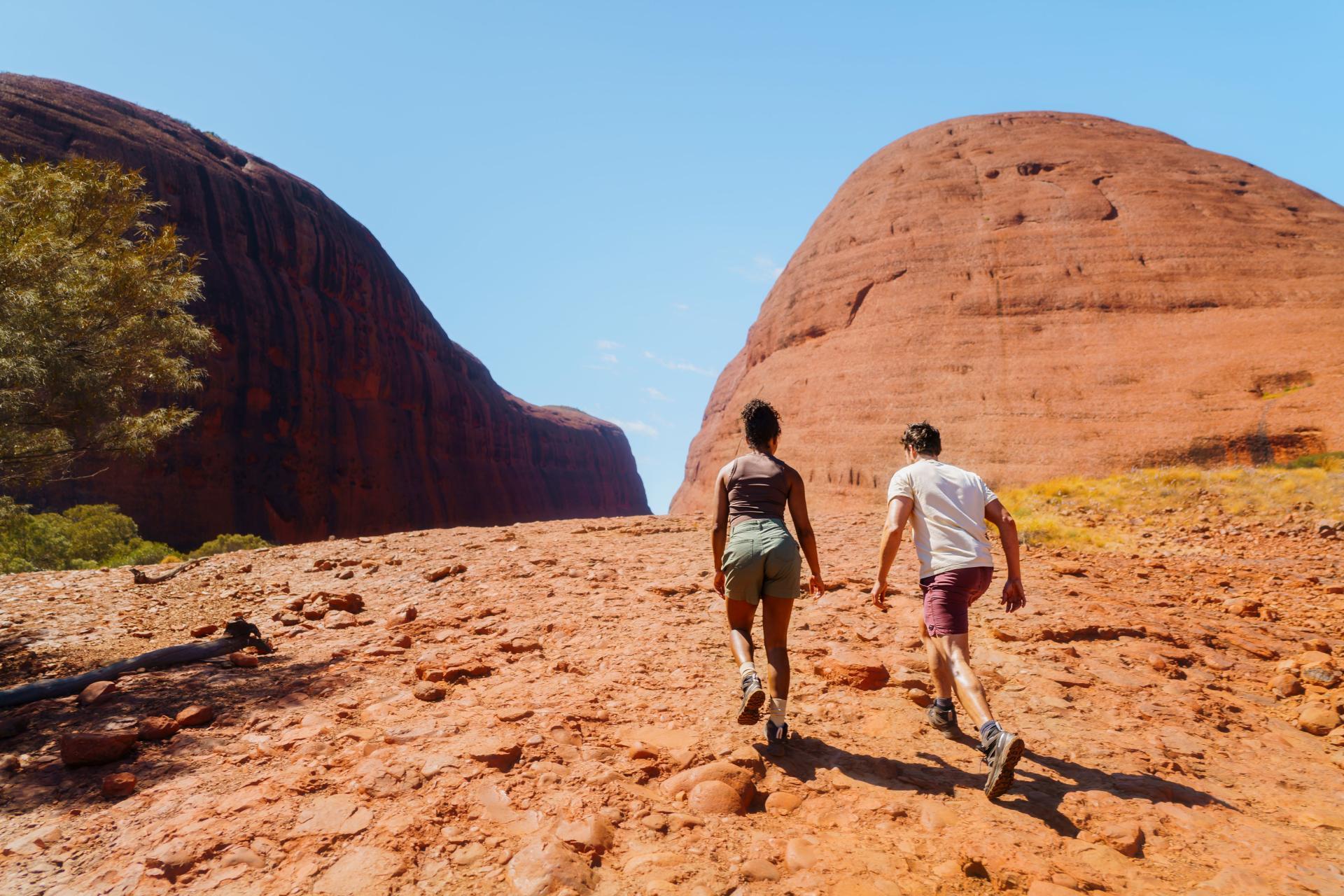 Two people hiking 