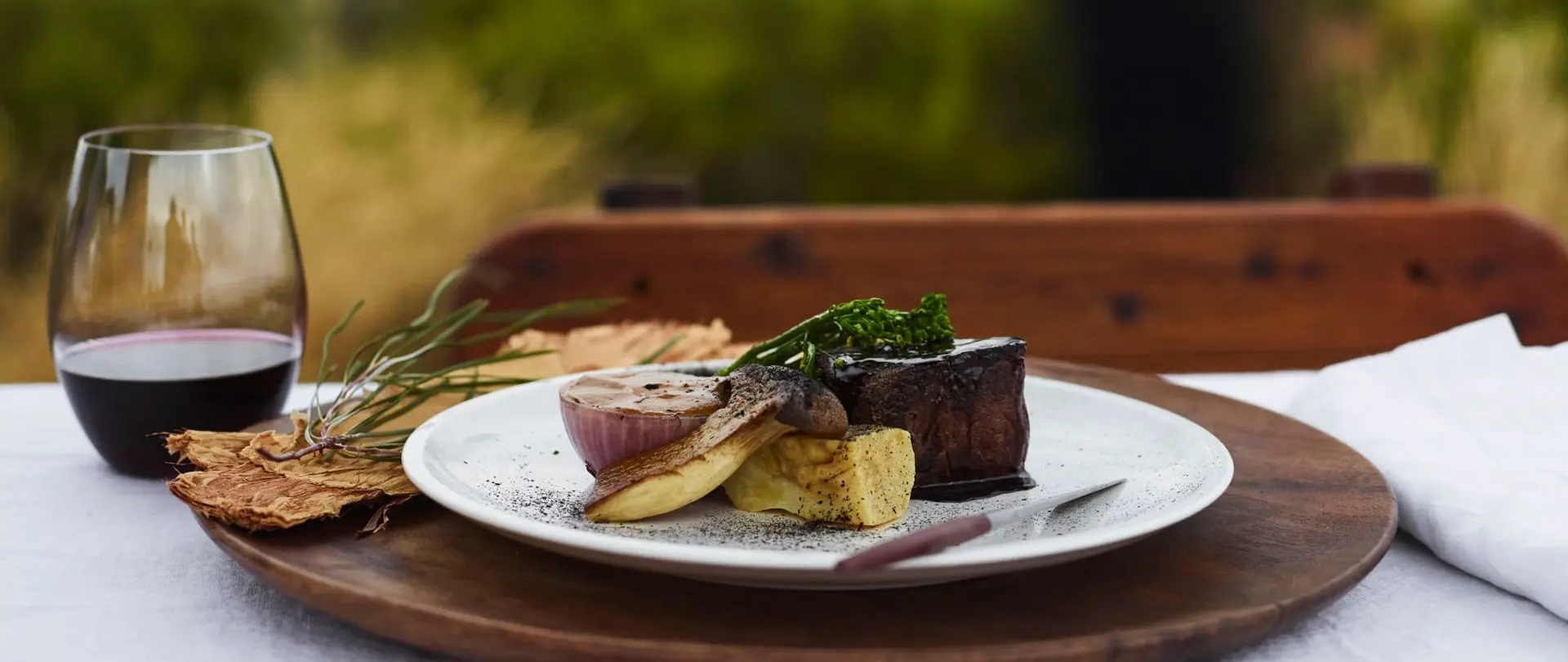 steak and wine