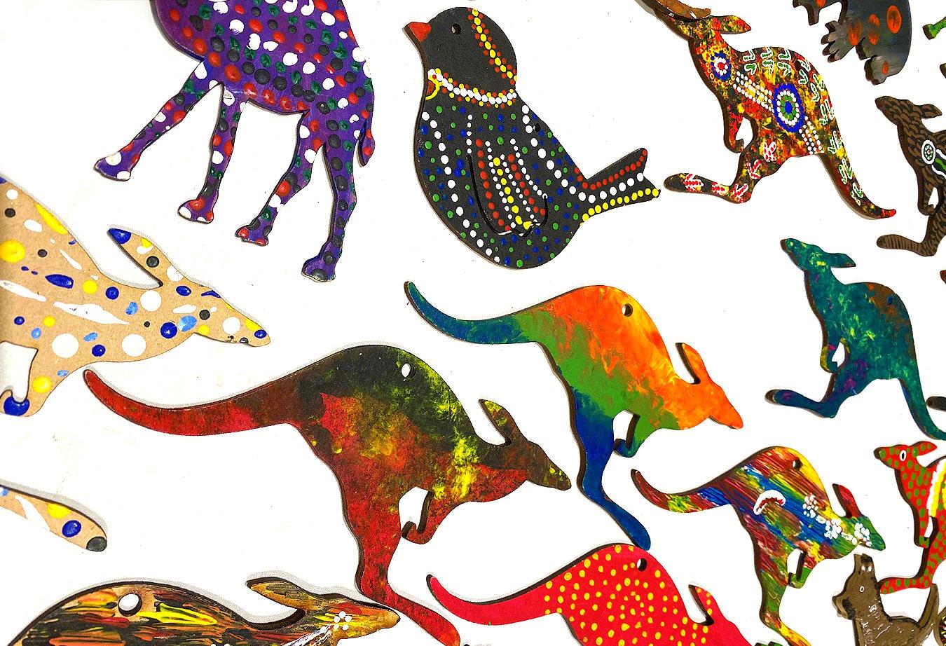 Paint Your Own Australian Animal stencils and paint tubs