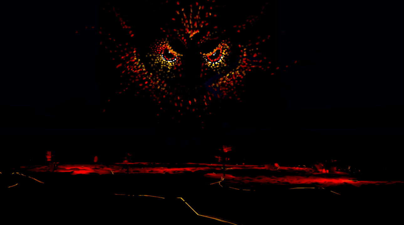 big dog head made of drone lights