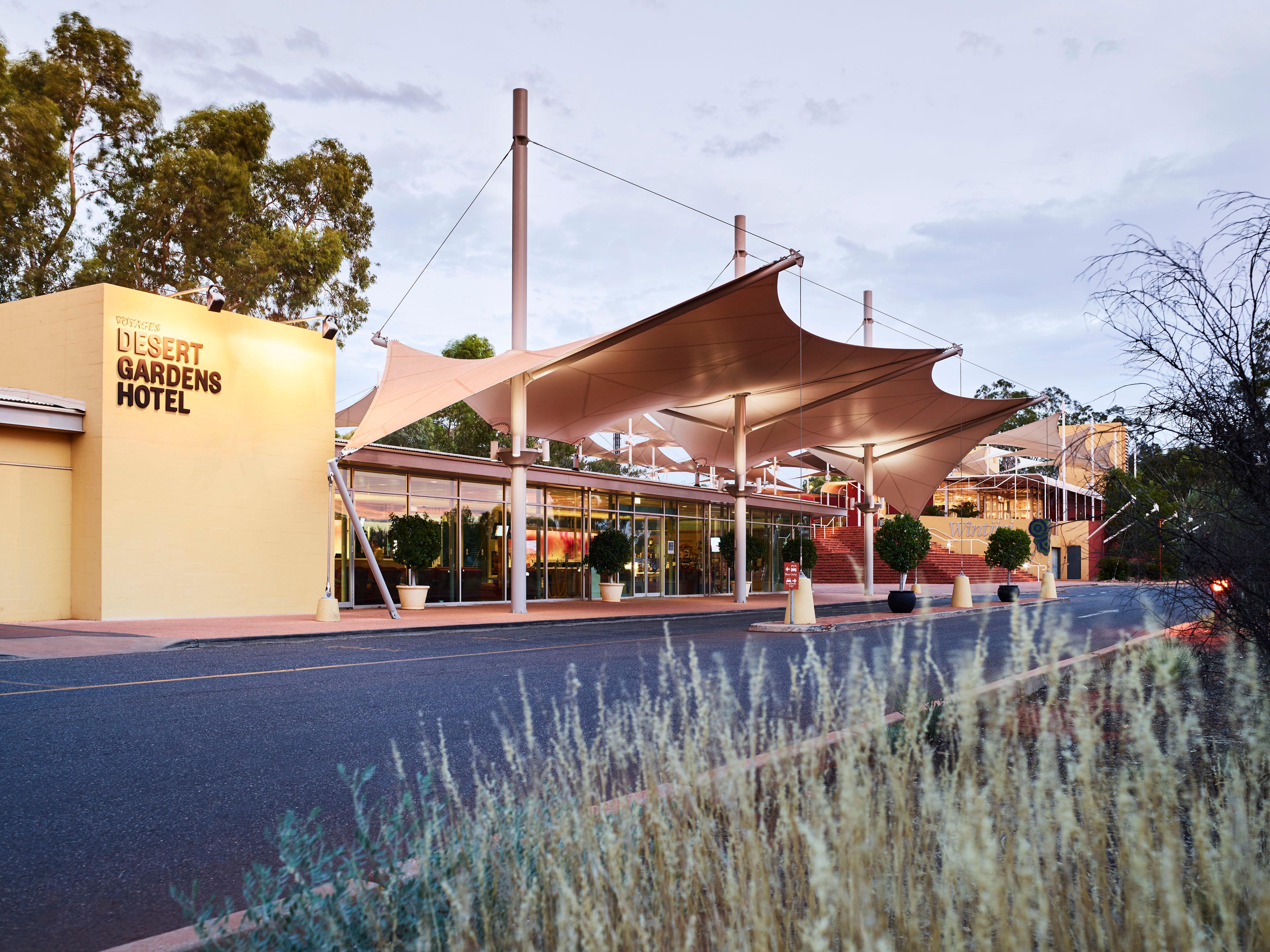 Exterior of the Desert Gardens hotel