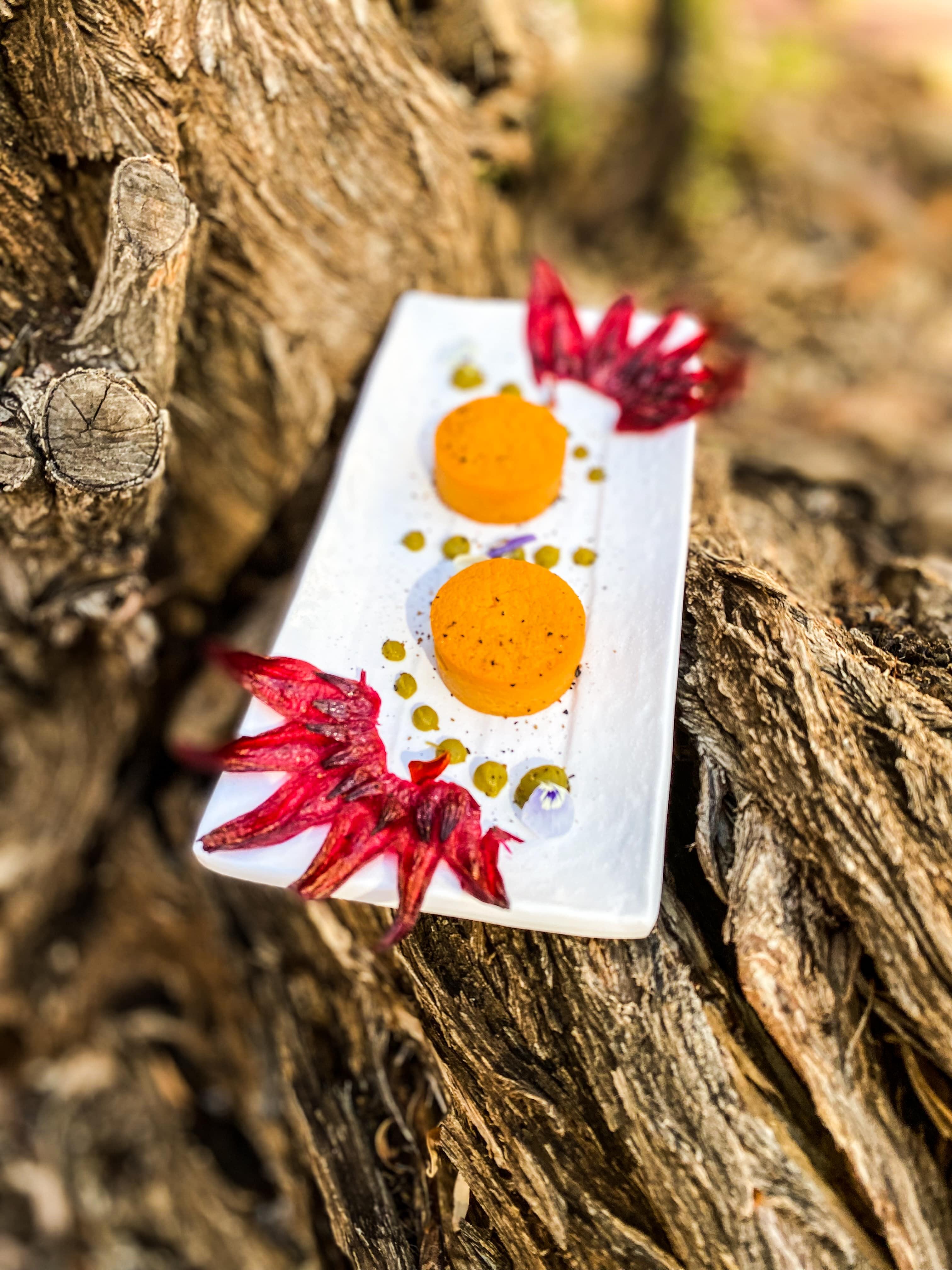 Sweet potato and warrigal green flan
